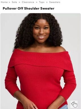 NWT Torrid Off Shoulder Sweater Red Ribbed Pullover Size 4 (4X/26)